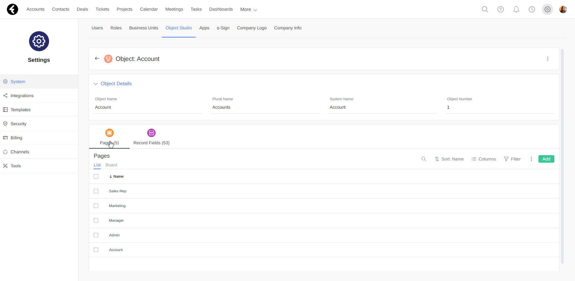 Page layouts Fireberry Support